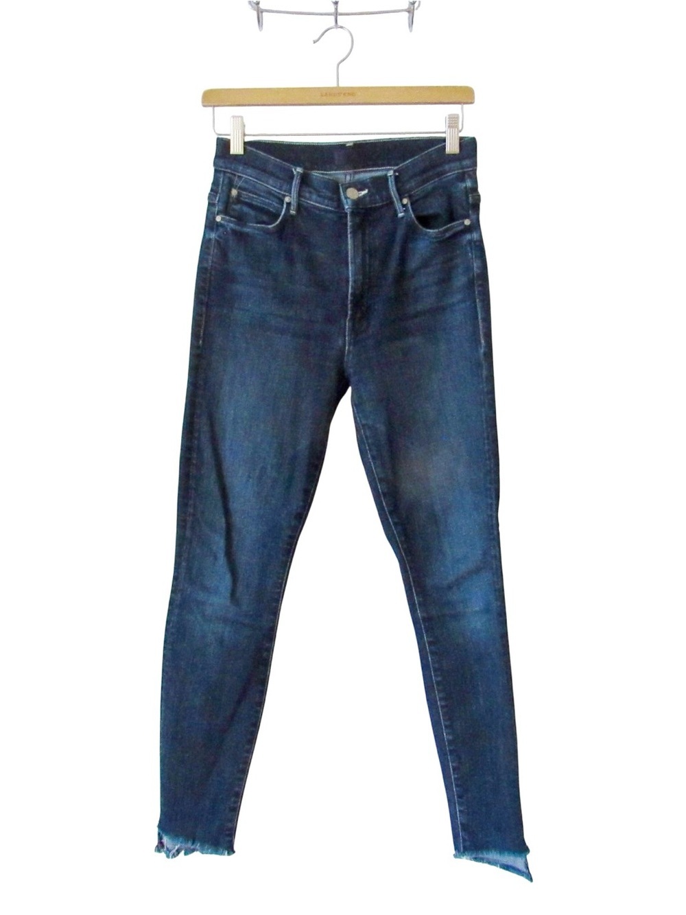 Mother The Stunner Ankle Step Fray Jeans 27 Disco Dolls Fitted Cropped Hem